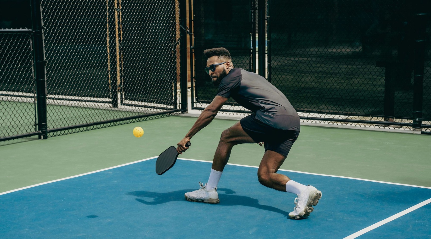 a person playing pickleball