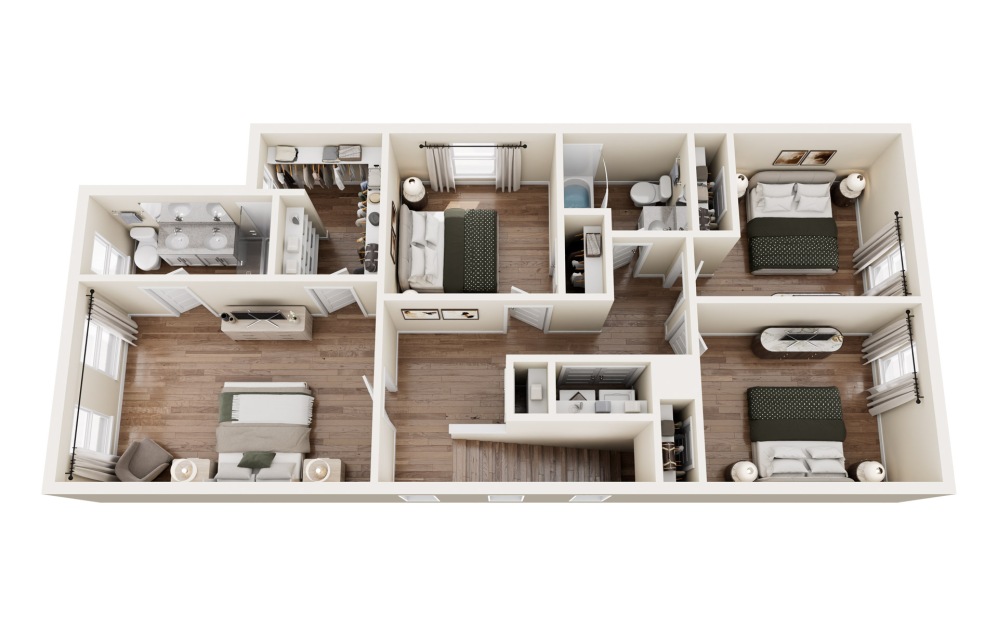 4 Bedroom - 4 bedroom floorplan layout with 2.5 bathrooms and 1625 square feet (Floor 2)